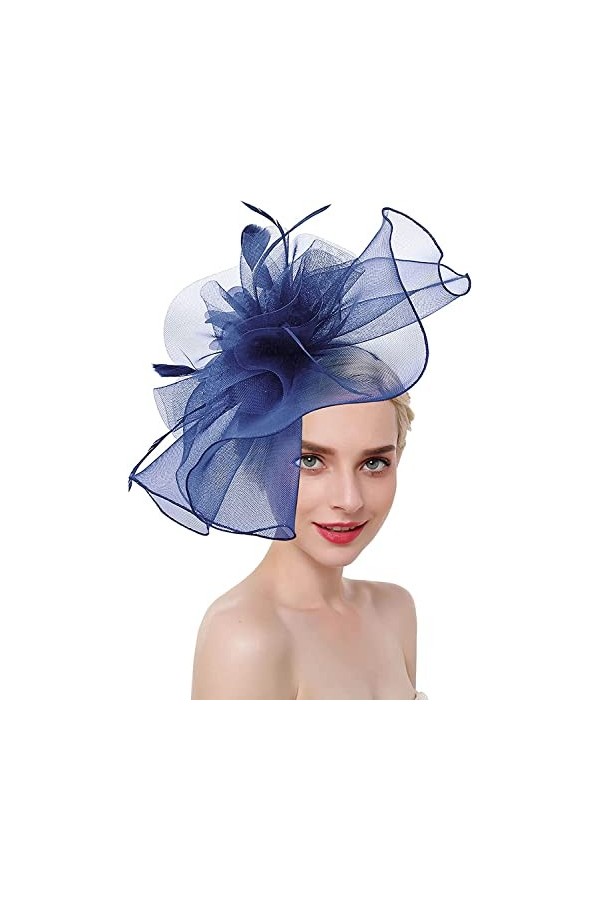 Bibi Mariage Femme Elégant Chapeau de Voilette Banquet Fascinator Hat Vintage Epingle à Cheveux Chic Coiffe de Mariée à Grand