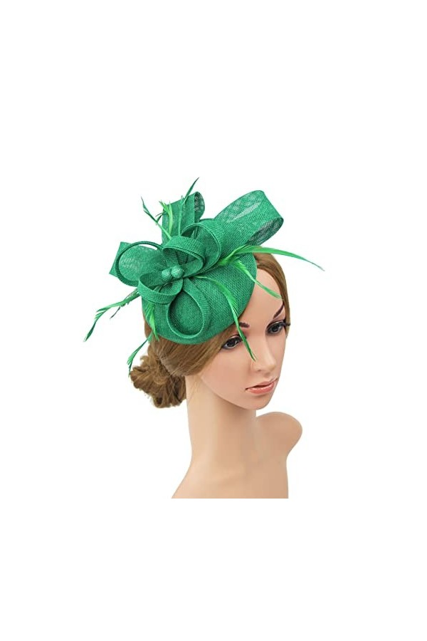 COSFAN Chapeau en Forme de boîte à pilules avec Plumes, Casquettes pour Femmes, Serre-tête pour soirée thé, Bandeau Vintage d