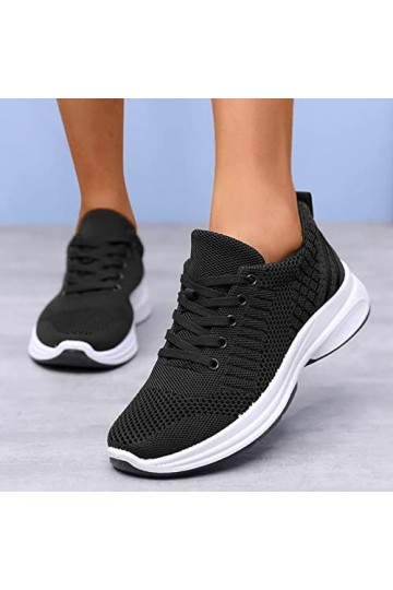 Prevently Baskets Mode Femme Baskets Confort Femme Chaussures Casual Femme Chaussures Femme Gris Chaussures de Randonnée Lady
