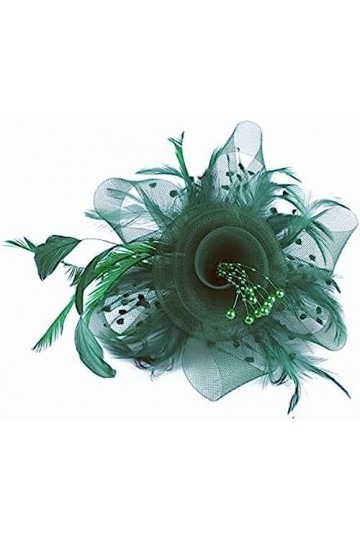 LATRAT Chapeau de bowler vintage en maille avec cœur floral en maille, pour femmes et filles, vert paon