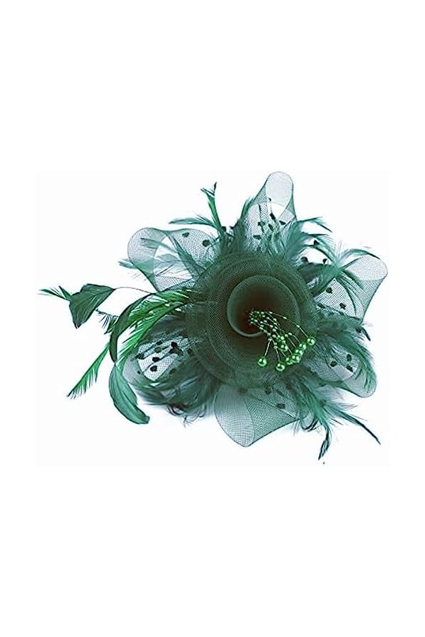 LATRAT Chapeau de bowler vintage en maille avec cœur floral en maille, pour femmes et filles, vert paon