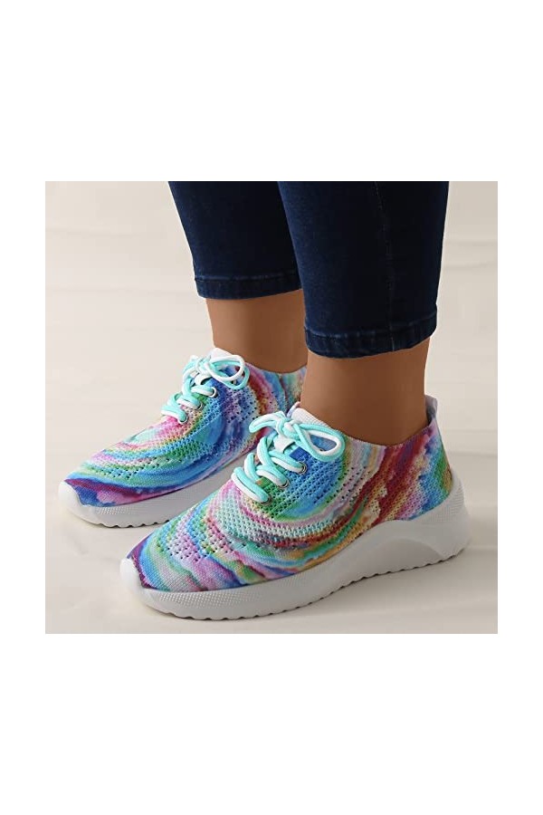 Fannyfuny Basket Chausson Femme Mode été et Automne Femmes Baskets Plat Maille Respirant Couleur Unie sans Lacet Confortable 