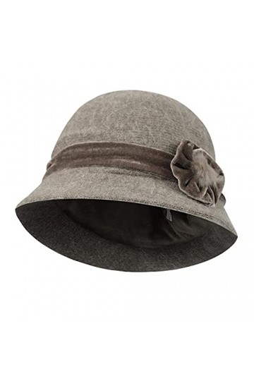 Chapeau Melon Hiver Femme 1920s Rétro Chapeau Cloche Fedora Laine Chaud Chapeau dhiver Seau avec Floral Elégante Chapeau Clo