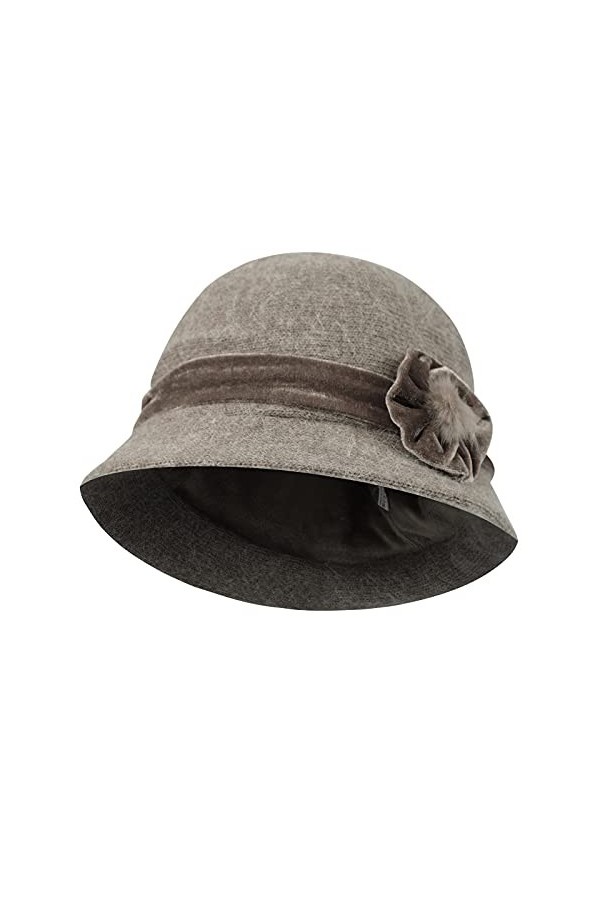 Chapeau Melon Hiver Femme 1920s Rétro Chapeau Cloche Fedora Laine Chaud Chapeau dhiver Seau avec Floral Elégante Chapeau Clo