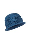 Femme Chapeau Cloche Hiver en Laine Chapeau Melon Floral Vintage Chapeau de Seau Béret Hiver Chaud Chapeaux Bob Fedora Elégan