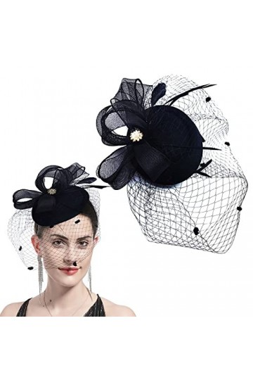 Vintage Fascinator Hat, Bibi Mariage Chapeau, Bandeau avec Voilette, Bandeau en Maille de Voile, Cocktail Tea Party Chapeau, 