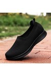 Générique Slip on Breathe Mesh Marche Chaussures Femmes Mode Baskets Confort Mocassins Plats Bottine Femme Noir Cuir Black, 