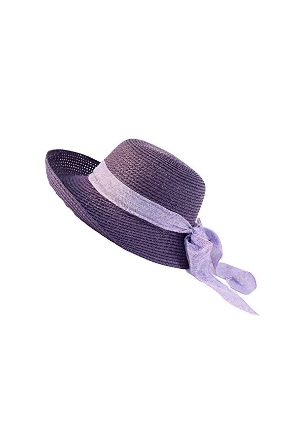 LAEMILIA Femme Chapeau Melon avec Nœud Papillon Capeline de Paille Anti-UV Plage Voyage Eté TU, Kaki 