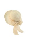 LAEMILIA Femme Chapeau Melon avec Nœud Papillon Capeline de Paille Anti-UV Plage Voyage Eté TU, Kaki 