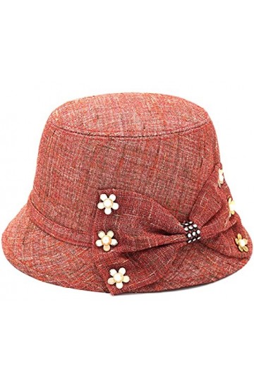 KharmLaddy Derby Church Chapeau cloche melon vintage années 1920, Bow/rouge, taille unique