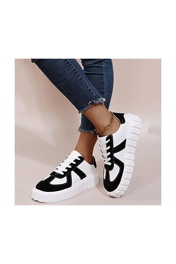 Chaussures de Sport Running Basket Femme Mode Automne Femmes Chaussures décontractées Semelle épaisse Plate Confortable Bout 