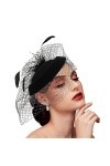 BUENTYA Chapeau Vintage Femme Elégant Chapeau Plume Mariage Dames Day Chapeau de Vintage Rétro Chapeau Cerceau Cheveux avec V