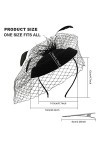 BUENTYA Chapeau Vintage Femme Elégant Chapeau Plume Mariage Dames Day Chapeau de Vintage Rétro Chapeau Cerceau Cheveux avec V