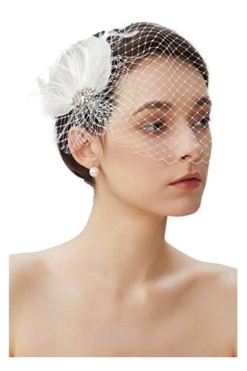 Coucoland Fascinators 1920 Fascinator - Cappello da Donna Con piume e Fiori, in rete, Elegante, per Matrimonio, per Cocktail 