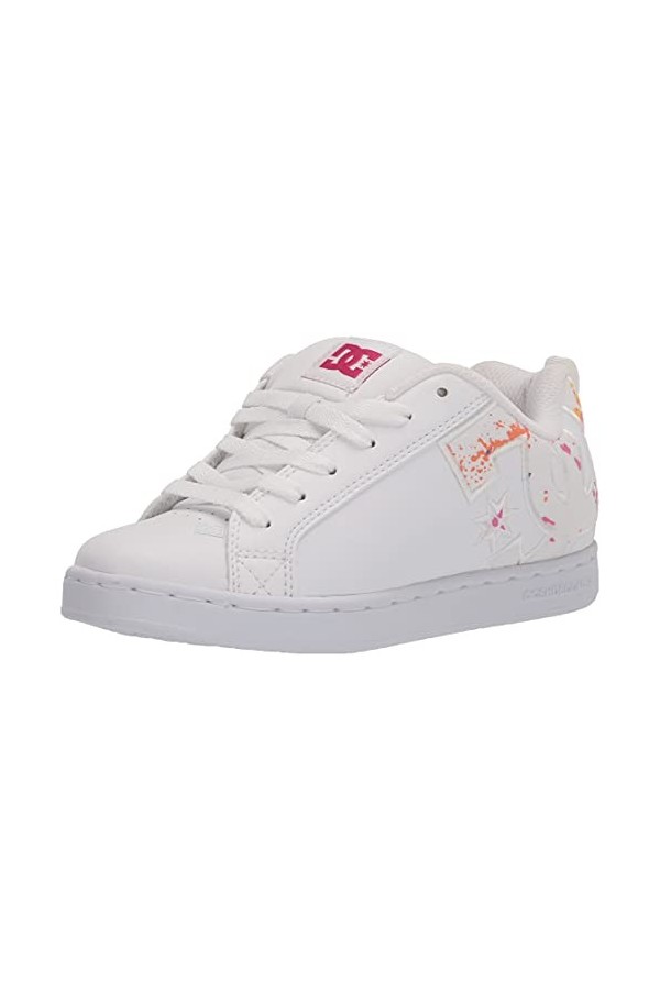 DC Shoes Femme Court Graffik Basket, Black White Crazy Pink, 36 EU