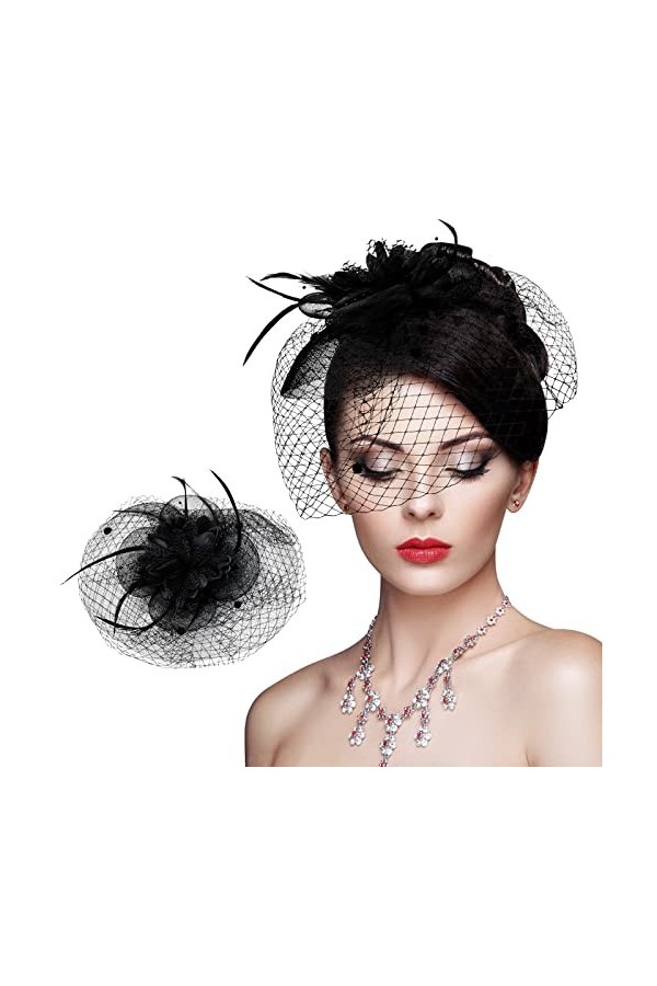 Bibi Mariage Chapeau, Bandeau avec Voilette, Bandeau en Maille de Voile, Vintage Fascinator Hat, Cocktail Tea Party Chapeau, 