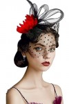 Coucoland Fascinators 1920 Chapeau de bibi pour femme avec plumes et fleurs en maille élégante pour mariage, cocktail, thé, f