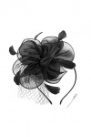 Coucoland Fascinators 1920 Chapeau de bibi pour femme avec plumes et fleurs en maille élégante pour mariage, cocktail, thé, f