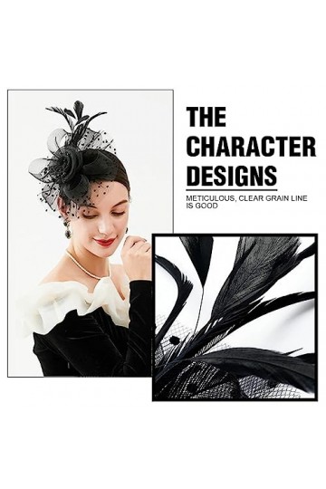 SJBAUTYO Femmes Derby Fascinator Chapeau,Fascinator Chapeau Plume Mariage,Fleur Mesh Plume Mariage Dames Day Bandeau et Clip 