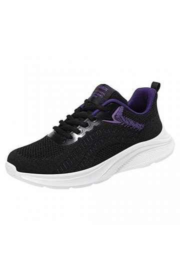 Chaussures de Sport Femme Respirant Femmes Baskets Mode été Nouveau Motif Maille Respirant Confortable antidérapant à Lacets 