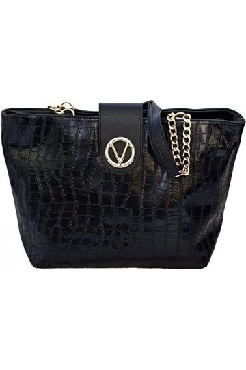 LucieElle Sac Cabas Femme Façon Croco Vernis Porté epaule Format A4 Tess Ancien Prix 45,00 EUR NOIR 