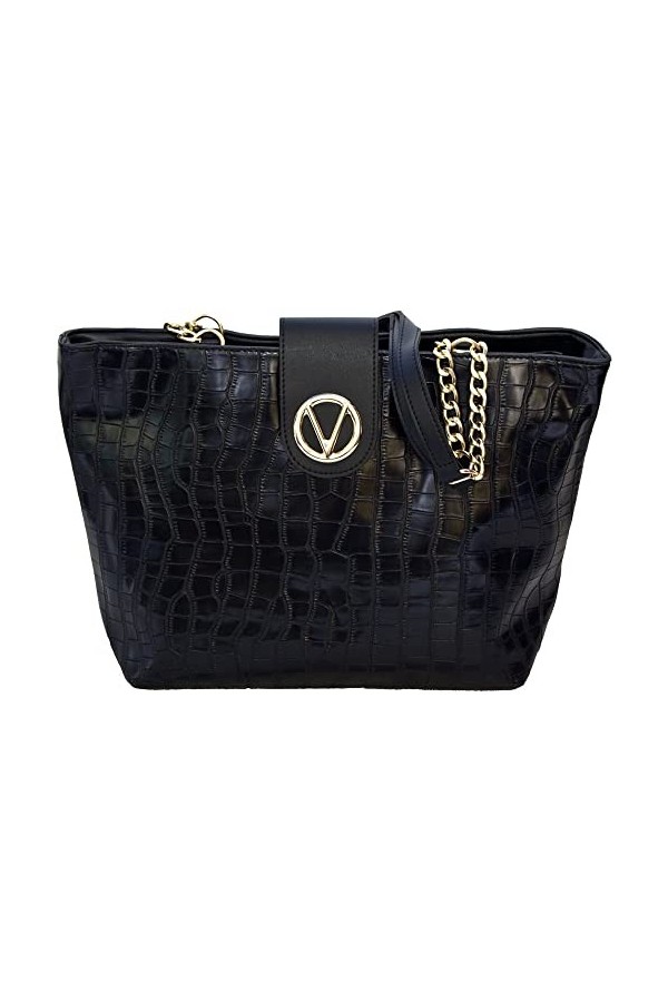 LucieElle Sac Cabas Femme Façon Croco Vernis Porté epaule Format A4 Tess Ancien Prix 45,00 EUR NOIR 