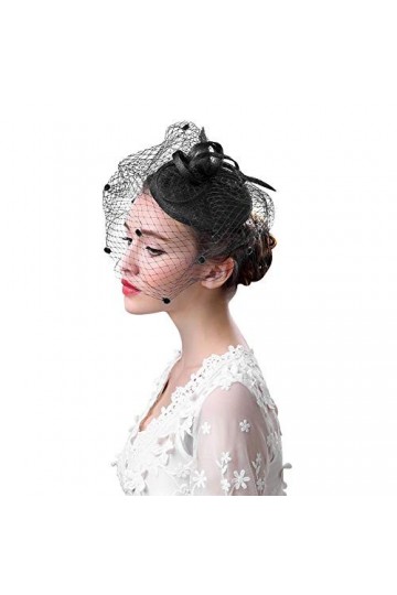 Chapeau de Mariage Bibis Femme Coiffure Bride Fascinator Épingle à Cheveux Nuptiale élégantes Voilette en Maille pour Cocktai