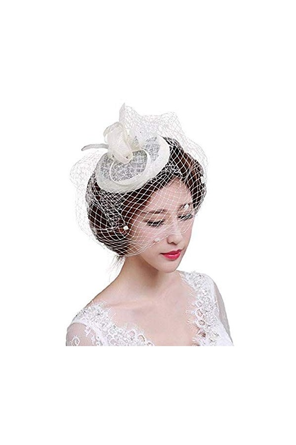 Chapeau de Mariage Bibis Femme Coiffure Bride Fascinator Épingle à Cheveux Nuptiale élégantes Voilette en Maille pour Cocktai