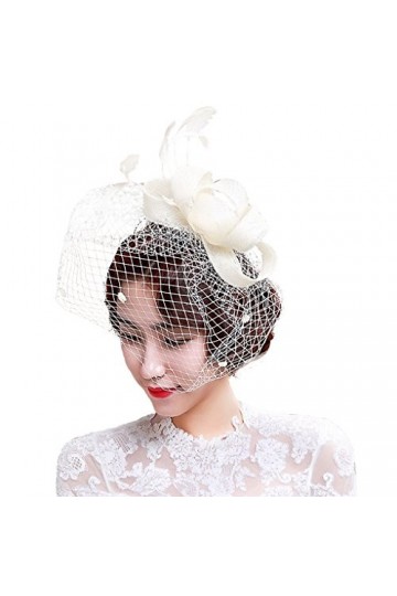 Chapeau de cérémonie fête femme bibi voilette mariage élégant Fascinator hat Britannique Vintage fleur plumes coiffure cheveu