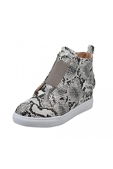 Chaussures Montantes Femme à Plats, Chaussures de Marche Décontractée Baskets Mode Confortables Chaussures de Travail Legere 