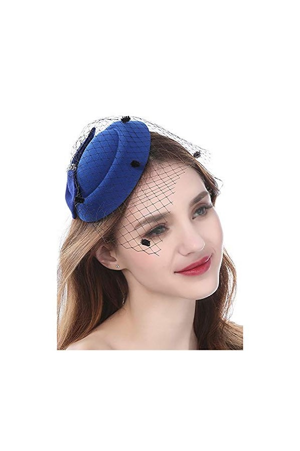 QUUPY Chapeau bibi vintage pour femme avec nœud papillon et clip latéral Rouge, QUK11342B-RED Taille unique