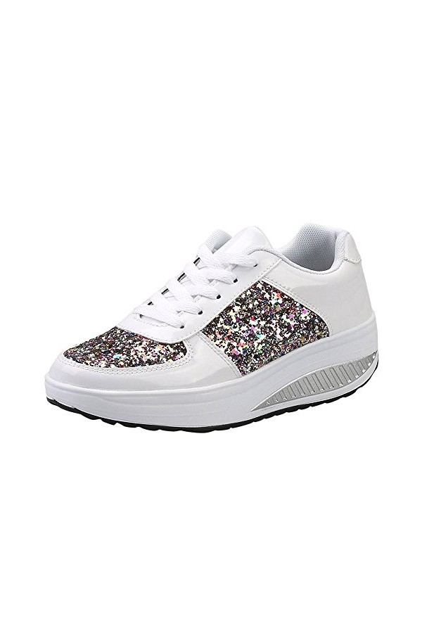 Chaussures Décontractées Pour Femmes Appartements Confortables Chaussures de sport Paillettes Wedges Shake Chaussures pour fe