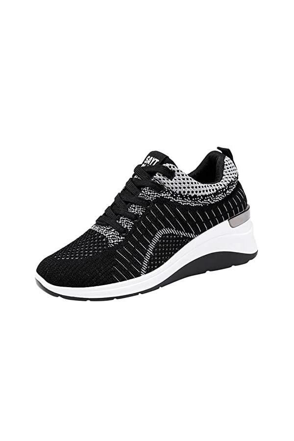 Maille Fitness Wedge Chaussures décontractées Chaussures Sport Baskets Loisirs Chaussures Respirantes Femmes en Plein air Cou