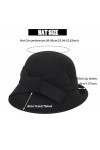 Chapeau cloche vintage en feutre pour femme style années 1920 avec nœud, Noir , M