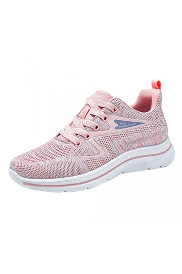 Fannyfuny Chaussures Sport Femme sans Lacets Mode été Femmes Baskets léger Maille Mouche tissé Confortable Respirant entretoi