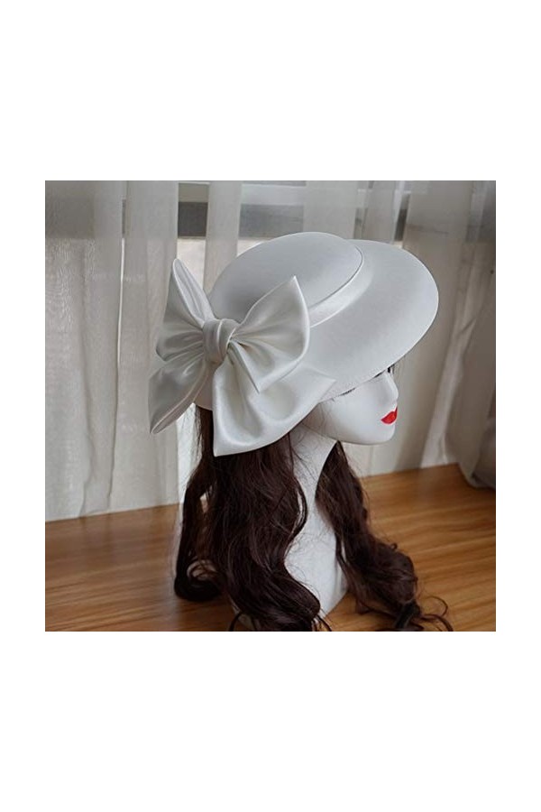 ABOOFAN Chapeau melon Derby pour femme - Chapeau bob pour Halloween, fête, mariage - Blanc