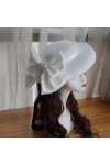 ABOOFAN Chapeau melon Derby pour femme - Chapeau bob pour Halloween, fête, mariage - Blanc