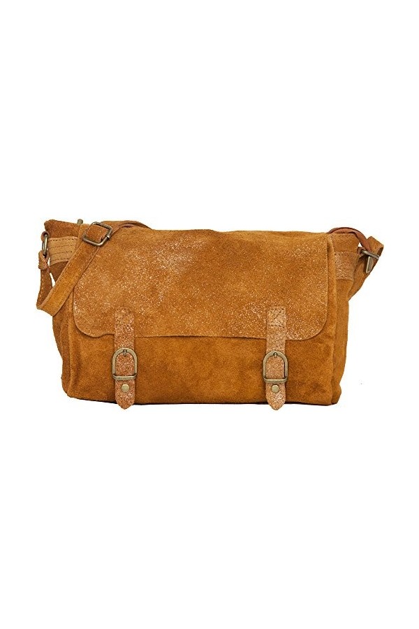 LucieElle Sac CUIR Daim Femme Bandoulière Pailletés Irisé | Sac Daim Femme Bandoulière | Besace Cuir Daim Femme | Sac Cuir Fe