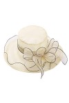 IEFIEL Chapeau déglise Dame Femme Chapeau dorganza Charme Chapeau Retro Elegant Pliable Large Bord Orné Fleurs Bohemia Chap