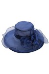 IEFIEL Chapeau déglise Dame Femme Chapeau dorganza Charme Chapeau Retro Elegant Pliable Large Bord Orné Fleurs Bohemia Chap