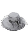 IEFIEL Chapeau déglise Dame Femme Chapeau dorganza Charme Chapeau Retro Elegant Pliable Large Bord Orné Fleurs Bohemia Chap