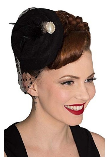 Dancing Days Chapeau de Vintage Retro 1940 1950 Fascinator All A Dream - Noir
