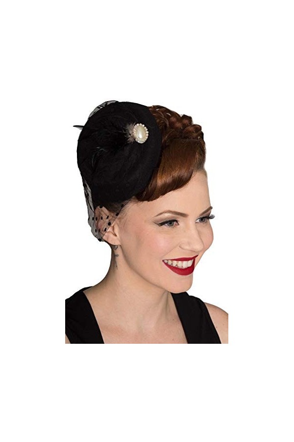 Dancing Days Chapeau de Vintage Retro 1940 1950 Fascinator All A Dream - Noir