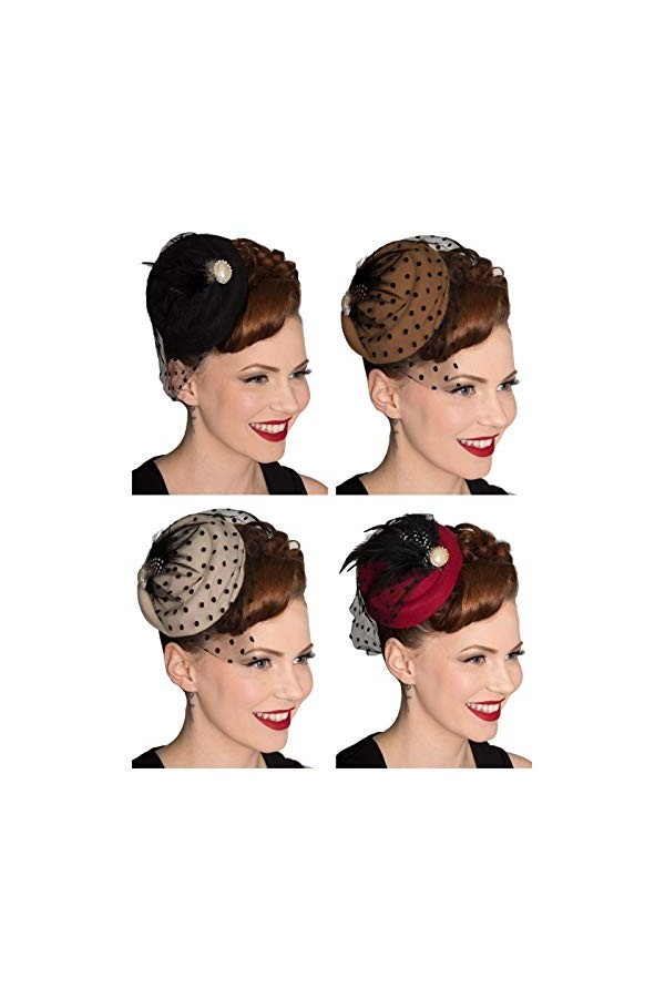 Dancing Days Chapeau de Vintage Retro 1940 1950 Fascinator All A Dream - Noir