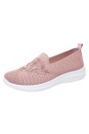LOYYVE Chaussures plates pour femme - Baskets tricotées respirantes - Côté doux - Semelle souple - Tissu en maille - Conforta