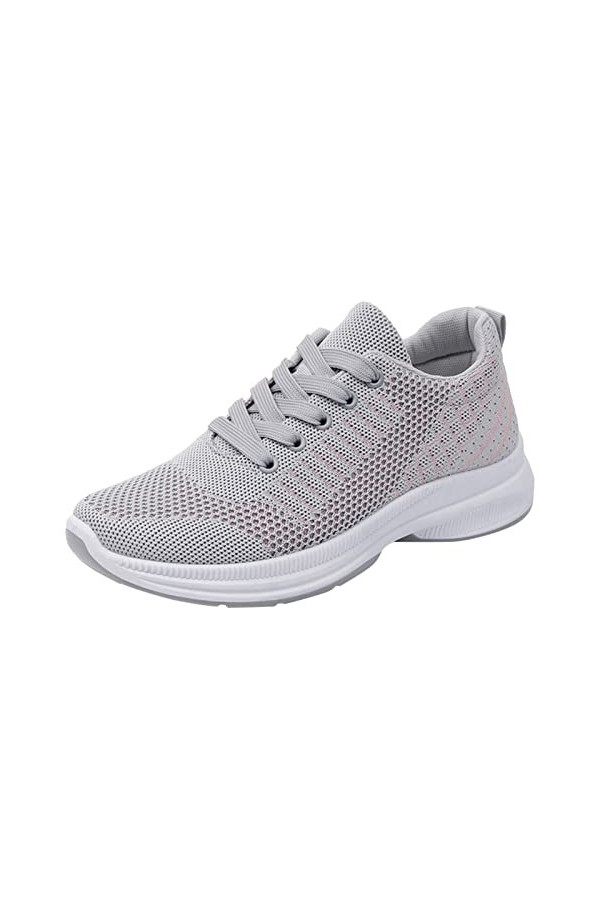 Prevently Baskets Mode Femme Baskets Confort Femme Chaussures Casual Femme Chaussures Femme Gris Chaussures de Randonnée Lady