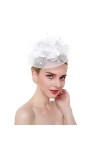 Chapeau bibi pour femme Chapeau de mariage Chapeau de fête Chapeau melon Ascot Chapeau de course à plumes et fleurs Avec band