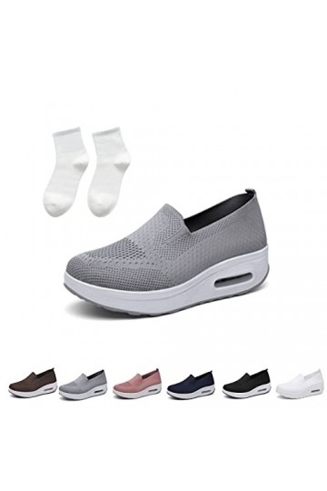 Fujimint Baodwshop - Baskets orthopédiques pour femme - En maille extensible - Confortables et décontractées, Noir , 4.5/5 UK