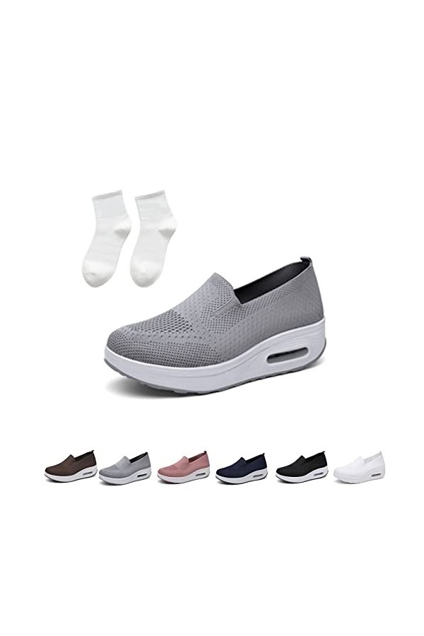 Fujimint Baodwshop - Baskets orthopédiques pour femme - En maille extensible - Confortables et décontractées, Noir , 4.5/5 UK