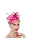 Chapeau bibi pour femme Chapeau de mariage Chapeau de fête Chapeau melon Ascot Chapeau de course à plumes et fleurs Avec band